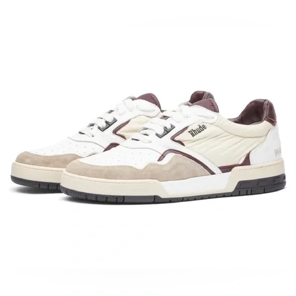 ❌SOLD❌ Rhude Racing Sneaker in White, Maroon, & Beige - Picture 1 of 12